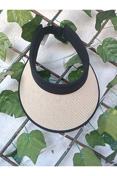 Blotch Straw Visor Visor Women's Beach Hat Beige Color