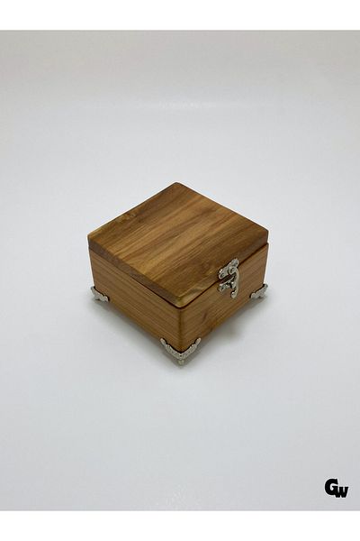 GOLDENWOODEN Natural Wooden Jewelry Box Wooden Storage Box(Cherry Wood)(Length:12Cm Width:12Cm Load:8Cm)