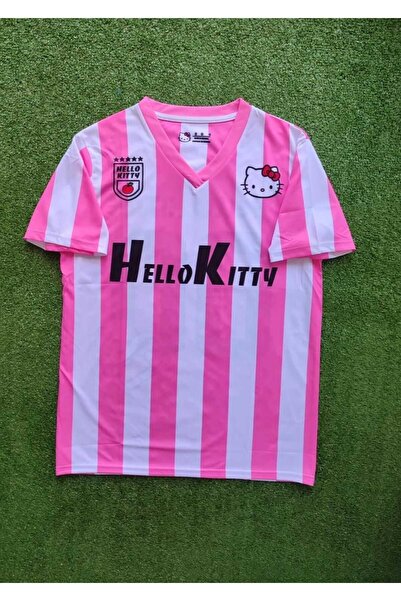 After Party Pembe Beyaz V Yaka Çubuklu Jersey Hello Kitty FORMASI (PEMBE) vs spor atlet