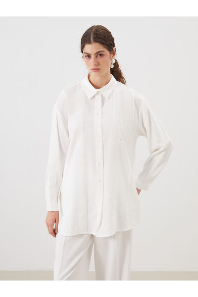 LC Waikiki Nevavm Farkıyla Lcw Modest Ecru Openwork Brode Detailed Women's Sh...