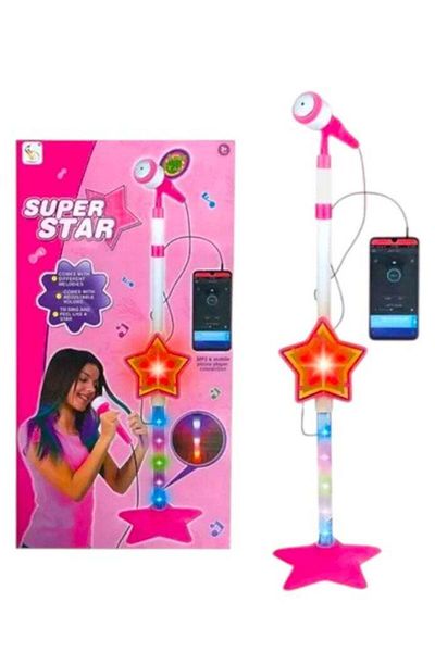 Toybox ميكروفون قابل للتعديل للأطفال مع إضاءة وموسيقى ومشغل MP3 متصل بالبلوتوث