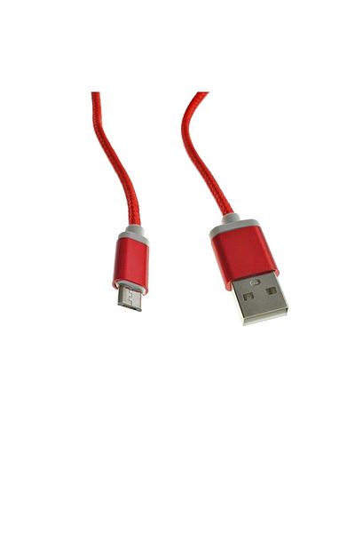 OEM USB 2.0 to microUSB cable, textile sheath, 130cm, red