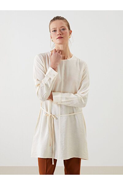 LC Waikiki Lcw Eco Beige Plain Loose & Baggy Women's Tunic with Nevavm Differ...