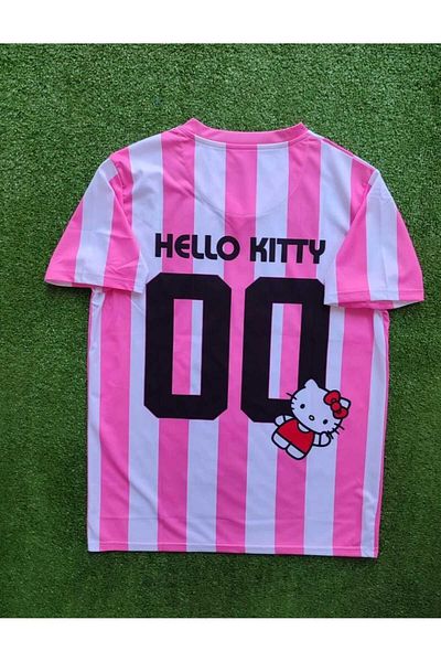 After Party Pink White V-Neck Jersey with Stick Hello Kitty Jersey (Pink) Vs Sports Singlet