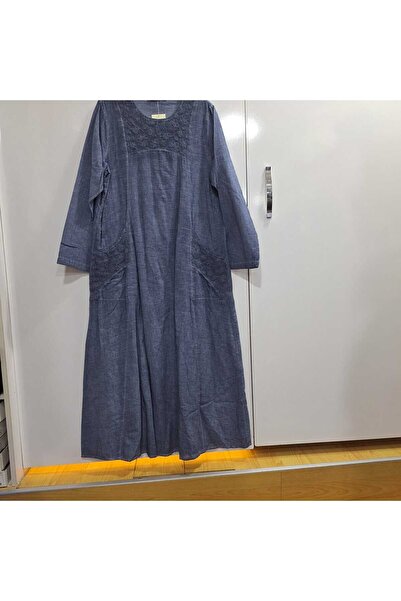 NUR TEKSTİL kadın kot mavisi %100 Pamuk şile bezi uzun kol astarlı yıkamalı ç...