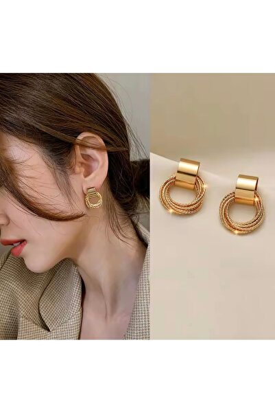 monalisatoka Kadın Gümüş,Gold Sallantılı Halka 2'Li Küpe Seti