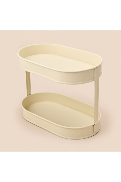 teknotrust Bath 2 Tier Oval Organizer - Cream - 32.5X19 cm