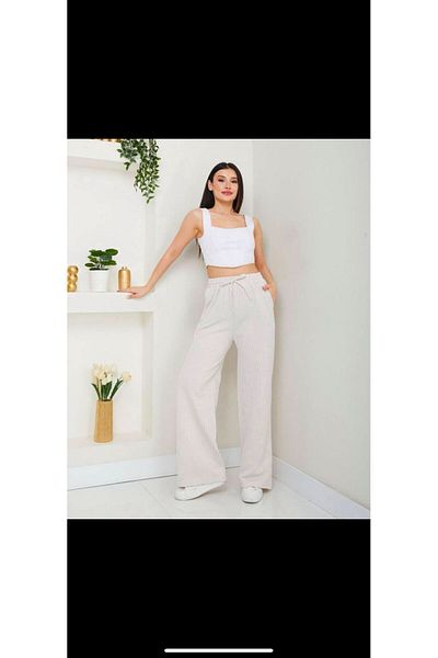 Velista Women's Striped High Waist Wide Leg Casual Pants
