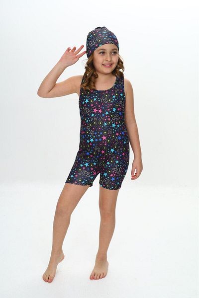 Liyavera 5-16 Years Old Girls' Swimsuit with Swimming Shorts - Girls' Bonnet Swimsuit