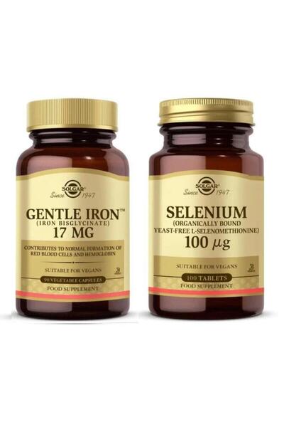 Solgar Gentle Iron 17 Mg 90 Kapsül + Selenium 100 mcg 100 Tablet