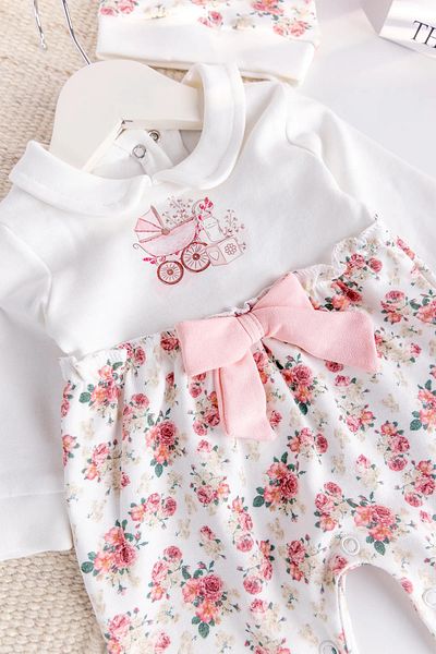 Babymod Flower Printed Baby Collar 100% Cotton Baby Girl Romper