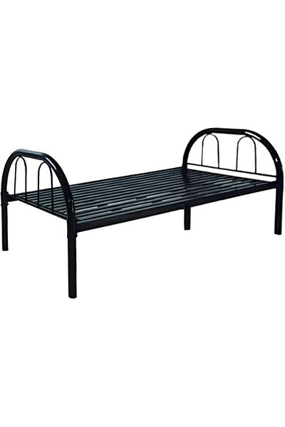 AWF AL WADI FURNITURE Stili Round Design Solid Metal Steel Base Single Bed with Ortho Medical Mattress L190 x W90 x H75 cm