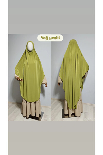 AHRAR tesettür حجاب ساندي سوفليه خمار كامل الطول أخضر زيتوني