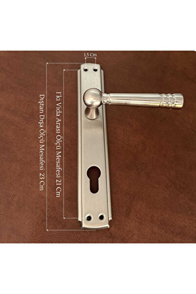 KOLDOOR Osmanlı Nikel Saten Sağ Basar Çelik Kapı Kolu Dürbün Tak Tak Tokmak Seti