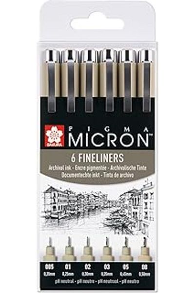 Mu Art Ahşap Sakura Pigma Micro Fielier Set (6 Pen, Black)