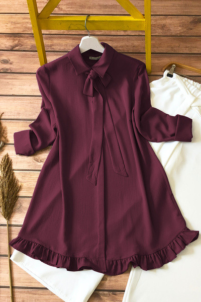 MODAQU Frilly Tunic Mq3989 - Burgundy