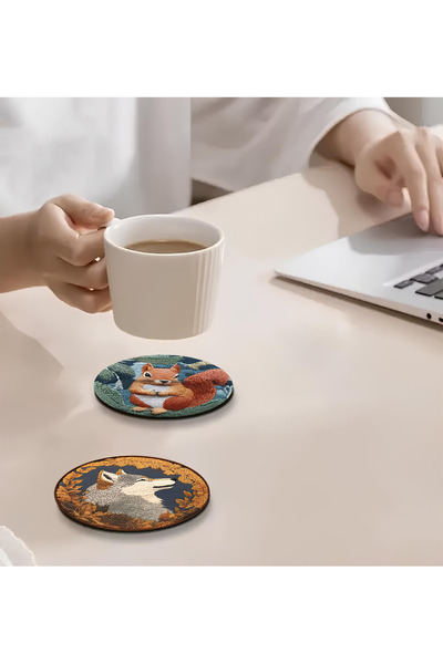kutuTR 🦊   Forest Animals Themed Set of 6 Mdf Coasters – 10 cm Brd-036