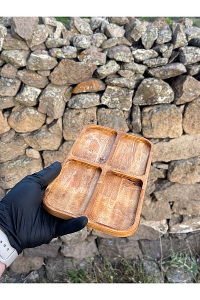 HBSİ Natural Hornbeam Tree Presentation Oil Pot Stand / Presentation Plate / Breakfast / Snack Bowl