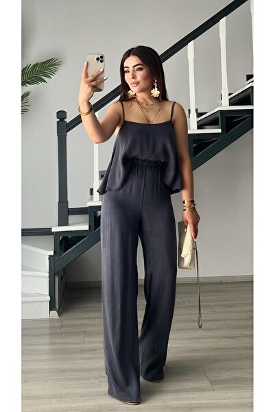 Oslove Indigo Premium Tnsel Fabric Blouse Pants Set