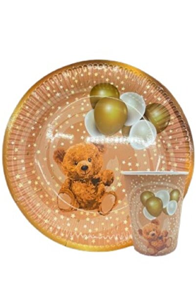 Laviyosa Balonlu Ayıcık Karton Tabak Bardak Seti 8 Lİ