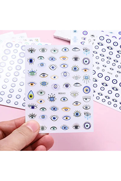 Takıtolia Nazar - Mavili Renkli Tasarım Nazar Boncuk Temalı Yapışkan Sticker ...