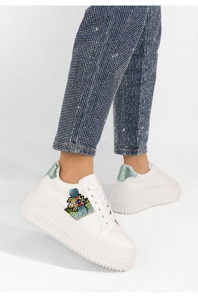 B T Shoes Sneakers cu platforma Rosaura albi