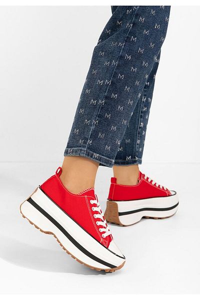 B T Shoes Cathleen red platform sneakers