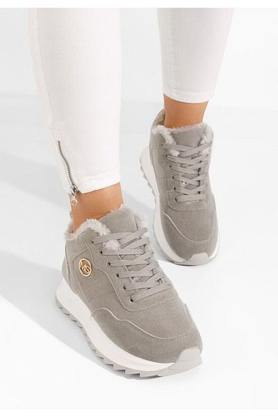 B T Shoes Women's fur-lined sneakers Lavega gray