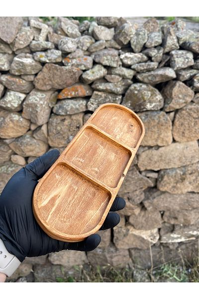 HBSİ Natural Hornbeam Tree Presentation Oil Pot Stand / Presentation Plate / Breakfast / Snack Bowl