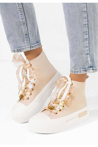 B T Shoes Women's high-top sneakers Ivonne beige