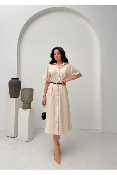 Serica Moda Stone Belt Detailed Shirt Dress