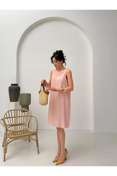 Serica Moda Pink Sleeveless Linen Dress