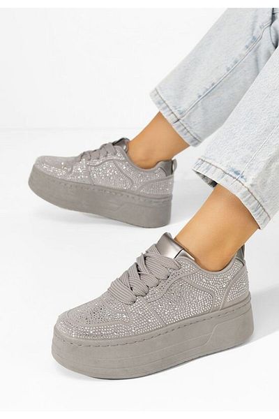 B T Shoes Patsy grey platform sneakers