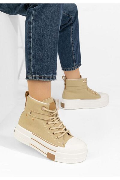 B T Shoes Women's high-top sneakers Sharita khaki