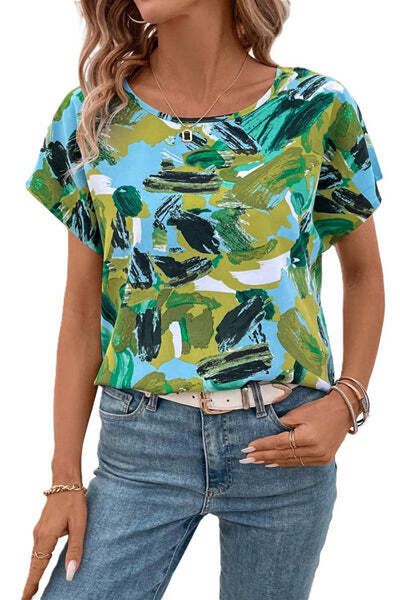 StreetWear Outlet Women's Blouse with Butterfly Sleeves and Print