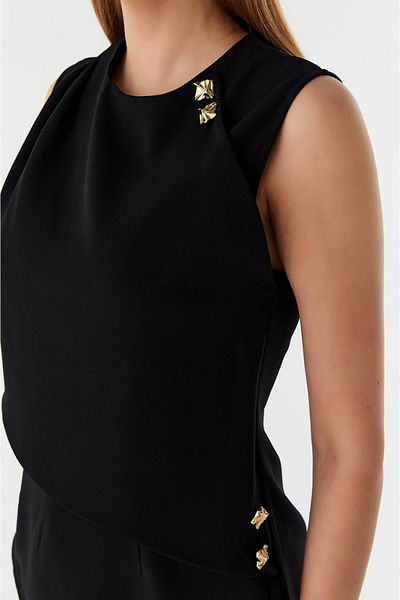 Butik Beyza Button Detailed Degaje Collar Stylish Blouse
