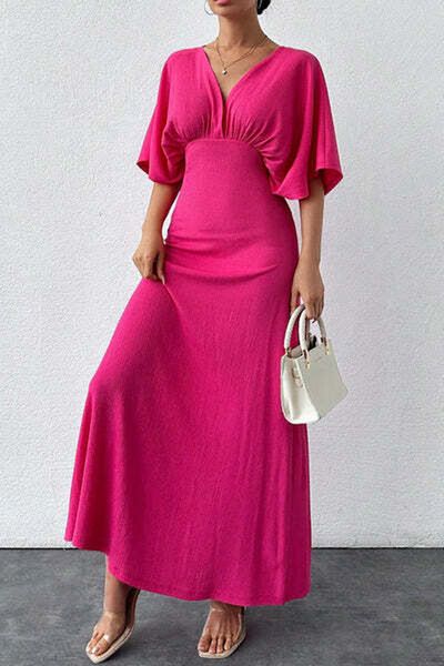 StreetWear Outlet Rochie Dama, Lunga, Decolteu In V Si Maneci Liliac