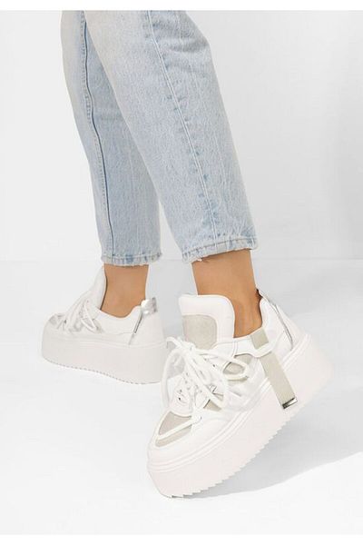 B T Shoes Sneakers cu platformă Lourie albi