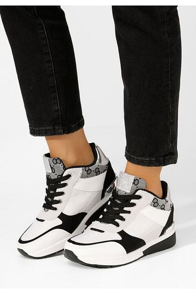 B T Shoes Sneakers dama cu platforma ascunsa Kali albi