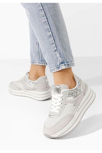 B T Shoes Enabella grey platform sneakers