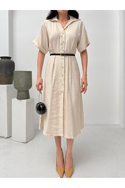 Serica Moda Stone Belt Detailed Shirt Dress