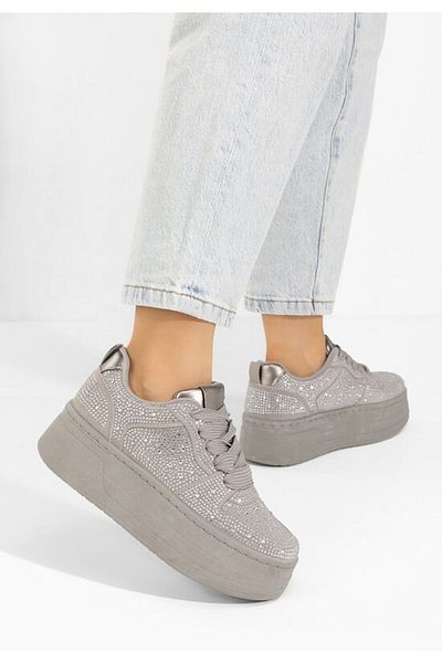 B T Shoes Patsy grey platform sneakers