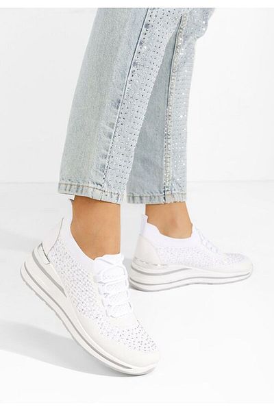 B T Shoes Sneakers cu platforma Gladise albi