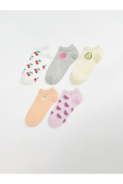 LC Waikiki New Season Patterned Girl's Booties Socks 5-Piece