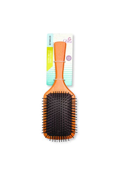 glitters Ultra Large Wood Brush with Nylon Bristles, Cushioned Pad, Wood Brush, Detangler, Ergonomic Handle