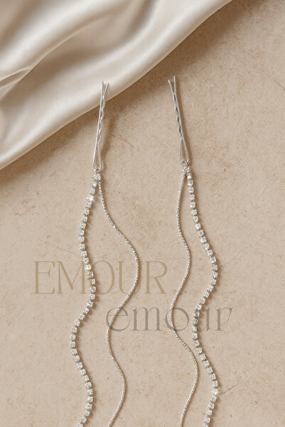 Amour Zirkon Taşlı Zincir Tel Toka, Taşlı Sarkıt Tel Toka, Kız Çocuk Toka, Ab...