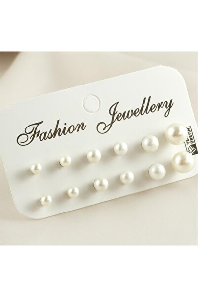 MutluBiDünya 12 li Top İnci Küpe Piercing