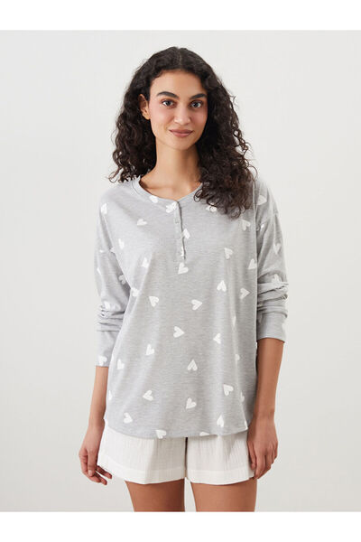 LC Waikiki Özmarka New Season Crew Neck Printed Women's Pajama Top