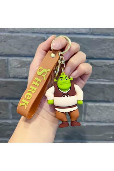MİNGODAN 1 Adet Shrek Karakter 3D Silikon Anahtarlık Araba Çanta Cüzdan Akses...