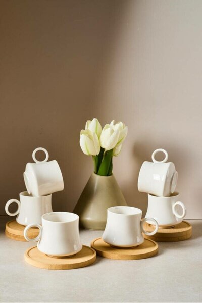 PerottiHome طقم فنجان 6 قطع من الخيزران مونا